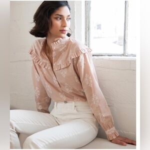WVN Nicolette Top in Pink Leaf Print